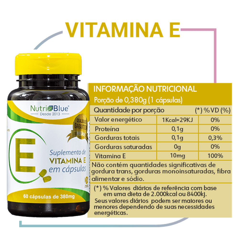 Vitamina E 60 Capsulas de 380mg NutriBlue