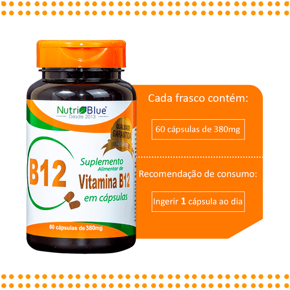 Vitamina B12 60 Capsulas de 380mg NutriBlue